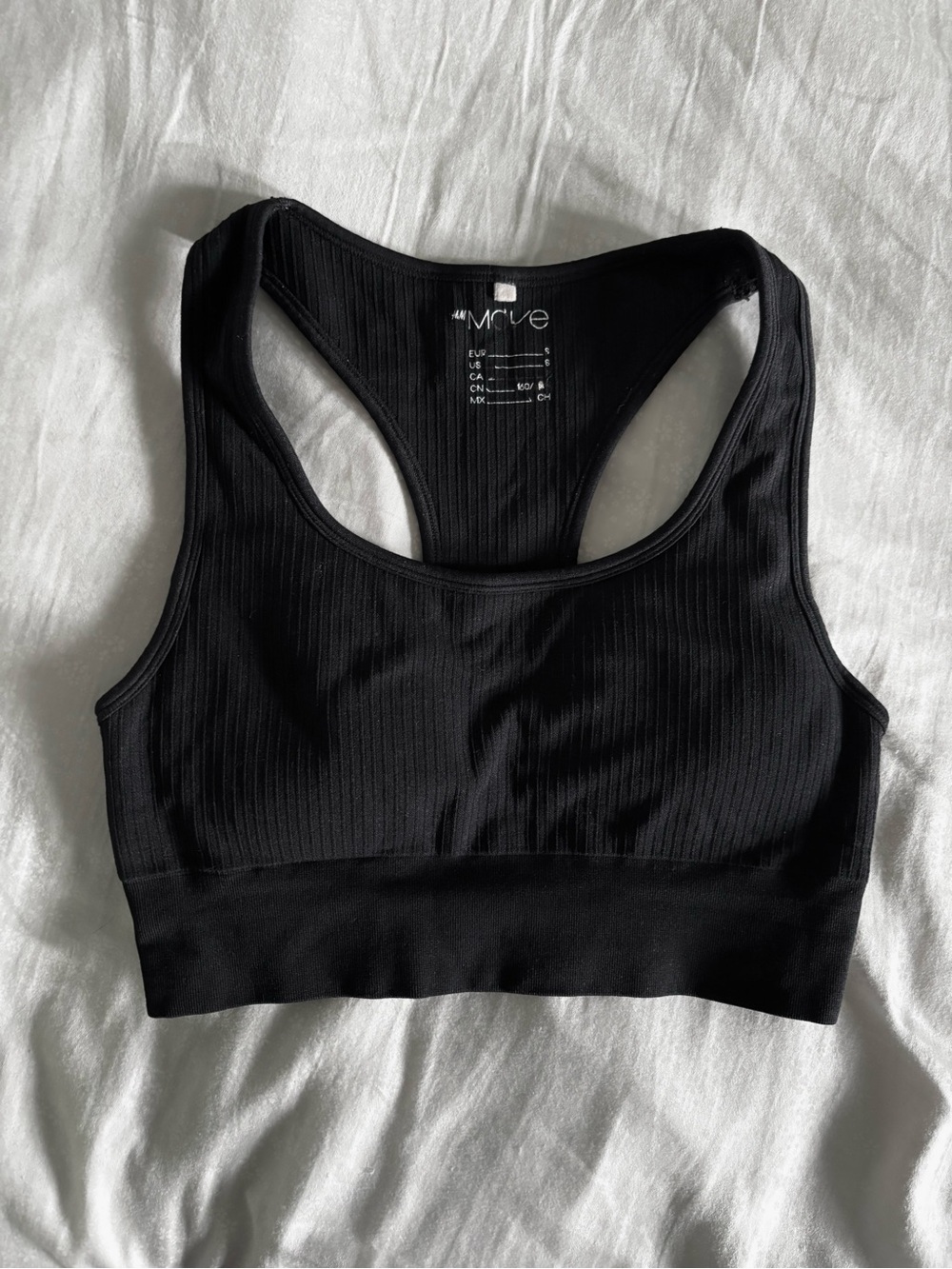 H&M Ribbed Racerback Sports Bra in Black